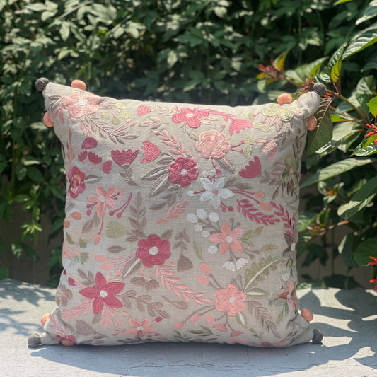 elegant embroidered cushion cover with a subtle texture ideal for enhancing living room comfort