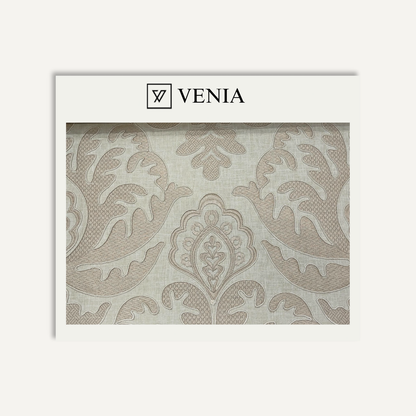 Taupe damask royale upholstery fabric swatch by Venia Home