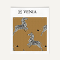 Camel dancing zebra upholstery fabric swatch by Venia Home