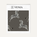 Dark grey dancing zebra upholstery fabric swatch by Venia Home