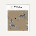 Taupe dancing zebra upholstery fabric swatch by Venia Home