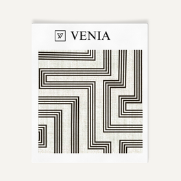 Deco Maze Fabric III - Ivory with Black detail