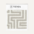 Ivory and greige deco maze III upholstery fabric swatch by Venia Home