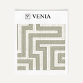 Ivory and olive deco maze III upholstery fabric swatch by Venia Home