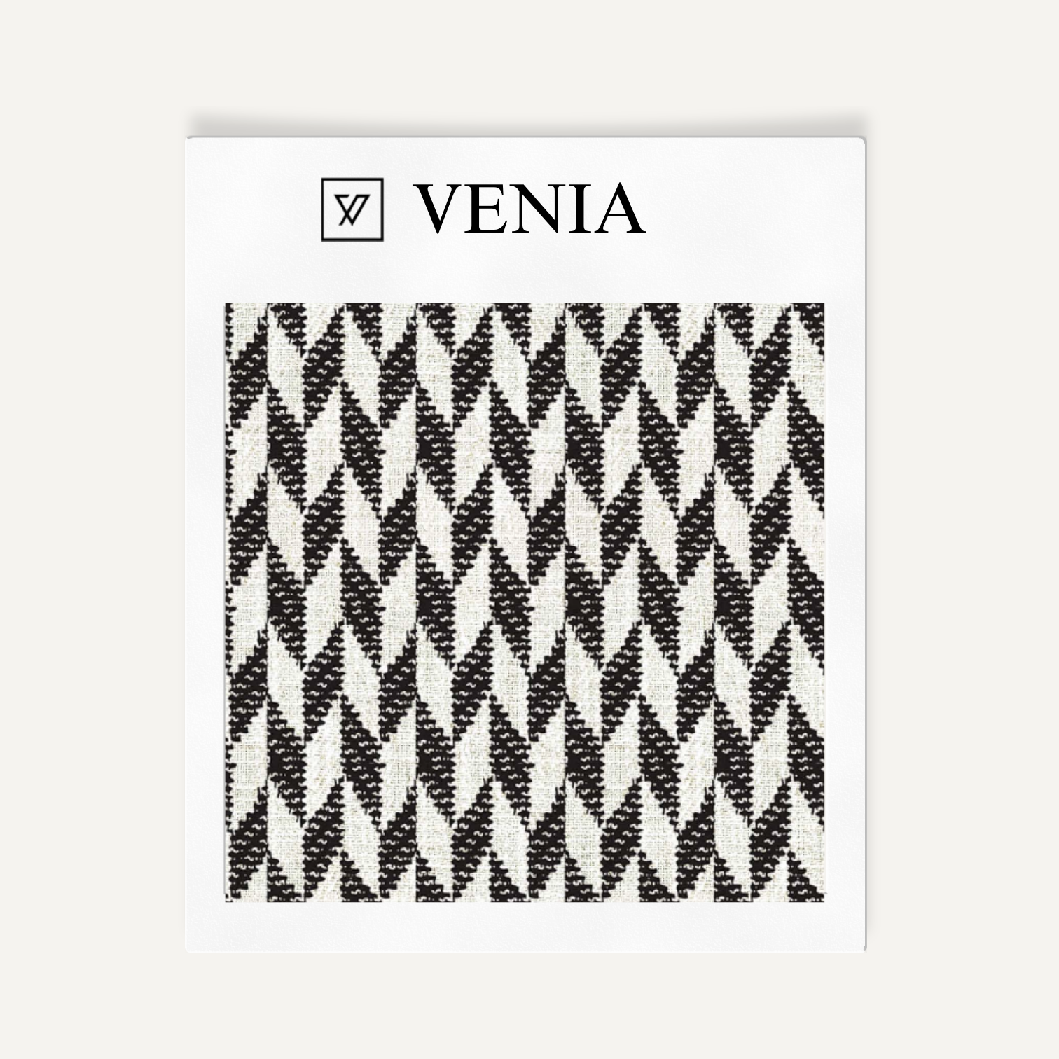 Ivory and black diamond crest upholstery fabric swatch by Venia Home