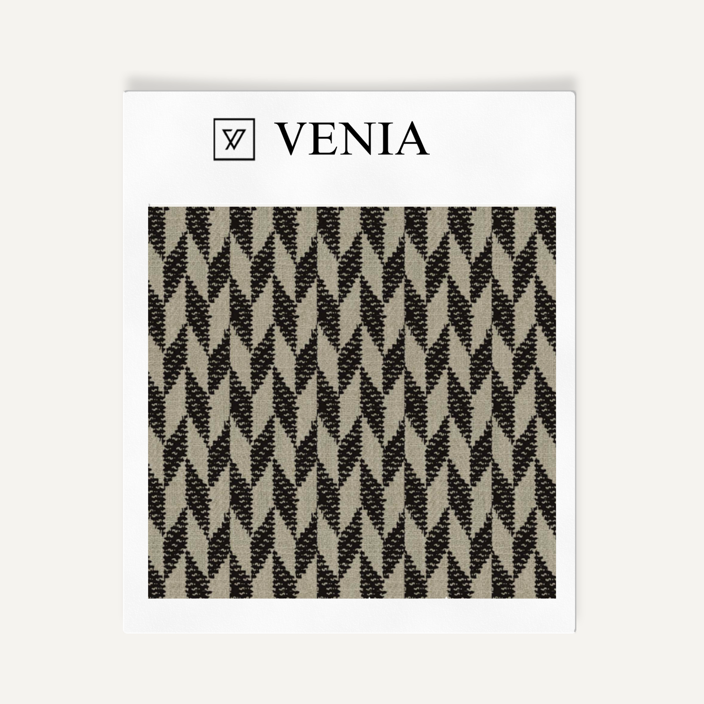 Taupe and black diamond crest upholstery fabric swatch by Venia Home
