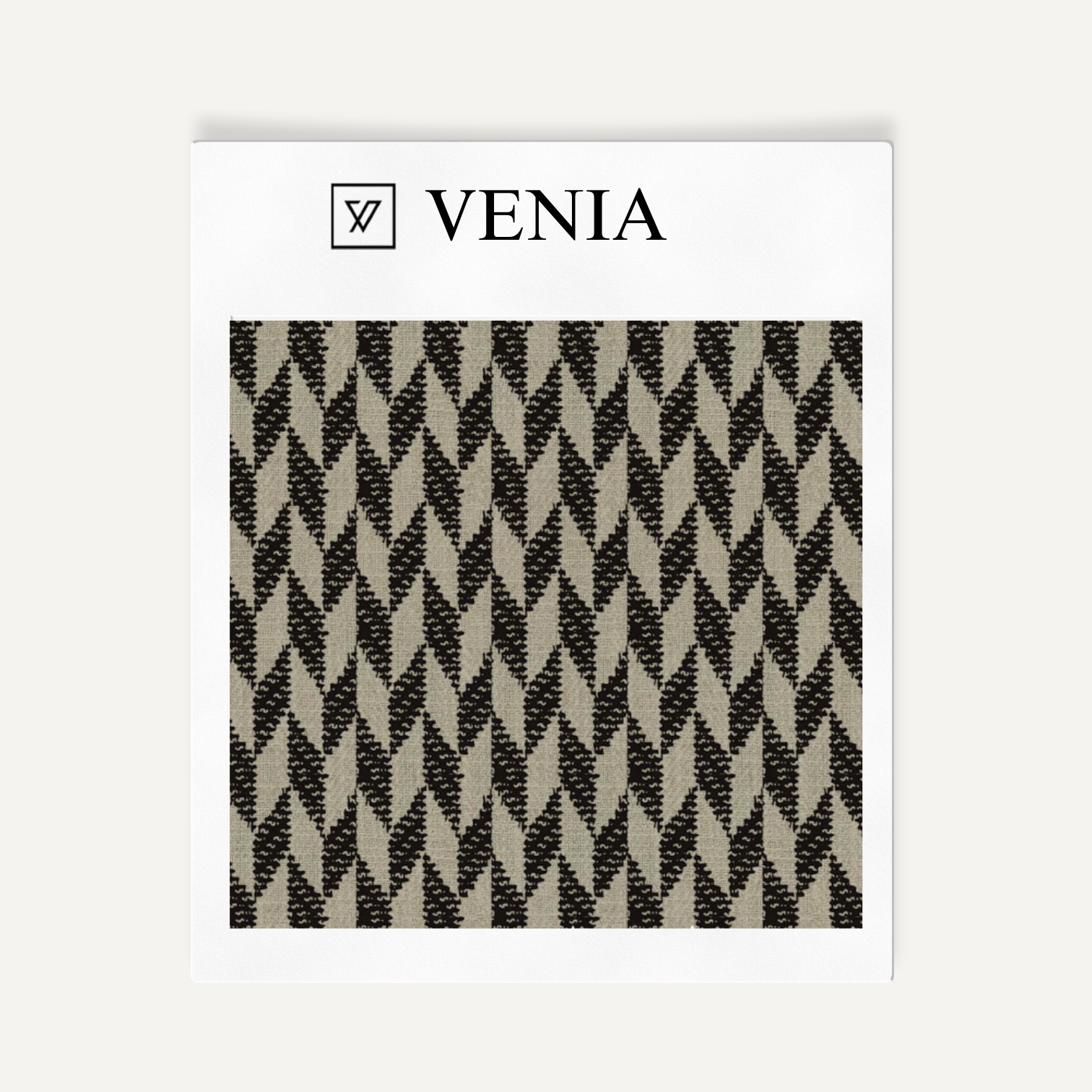Taupe and black diamond crest upholstery fabric swatch by Venia Home
