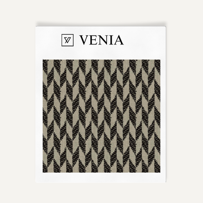 Taupe and black diamond crest upholstery fabric swatch by Venia Home