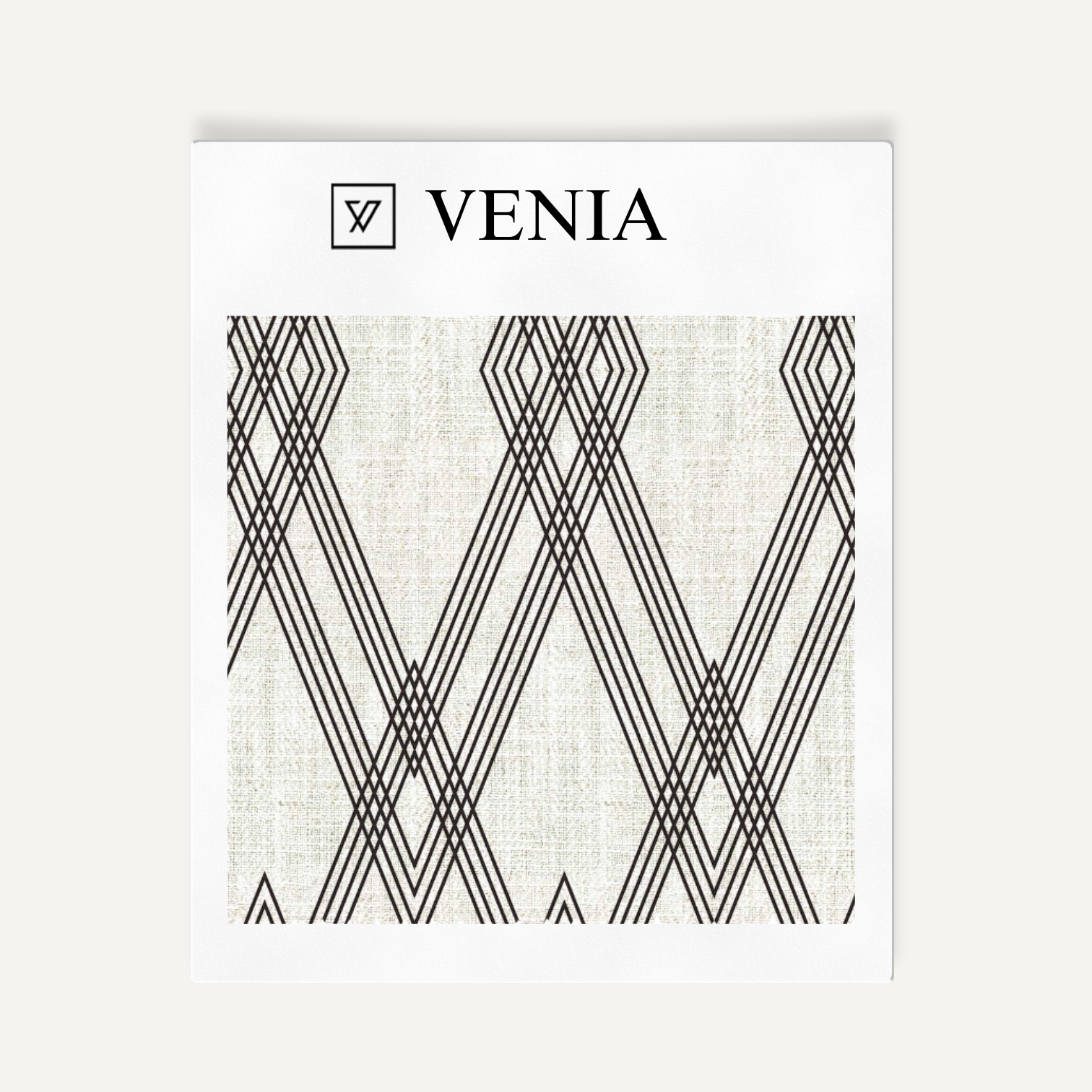 Ivory and black diamond weave upholstery fabric swatch by Venia Home