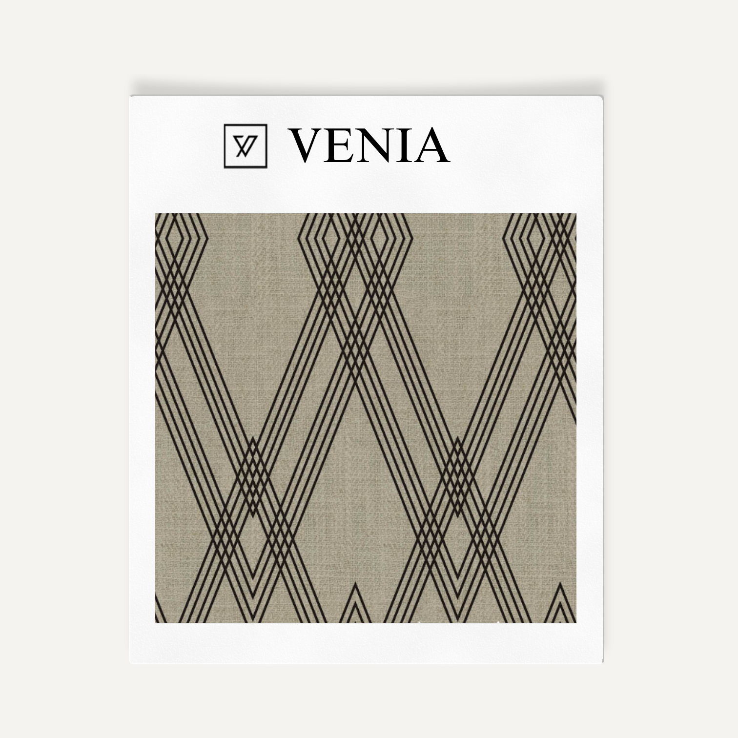 Taupe and black diamond weave upholstery fabric swatch by Venia Home