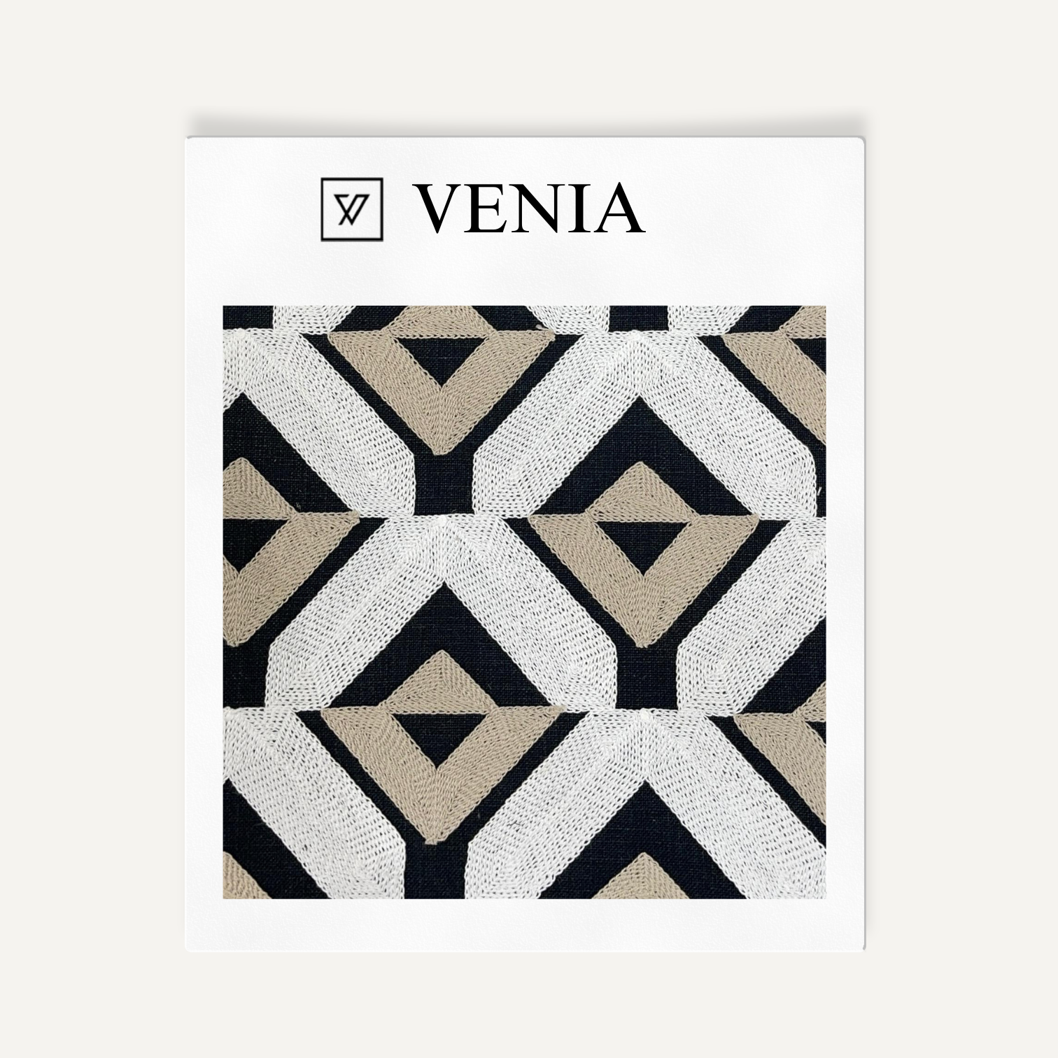 Echo prism black and white upholstery fabric swatch by Venia Home