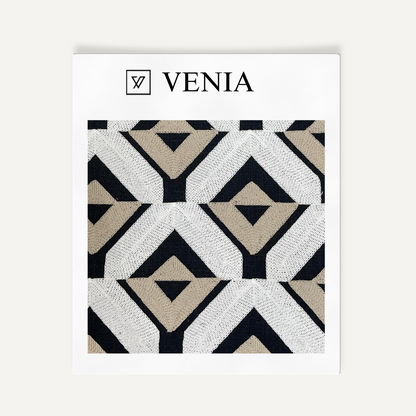 Echo prism black and white upholstery fabric swatch by Venia Home