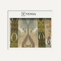 Olive green echoes of ikat upholstery fabric swatch by Venia Home
