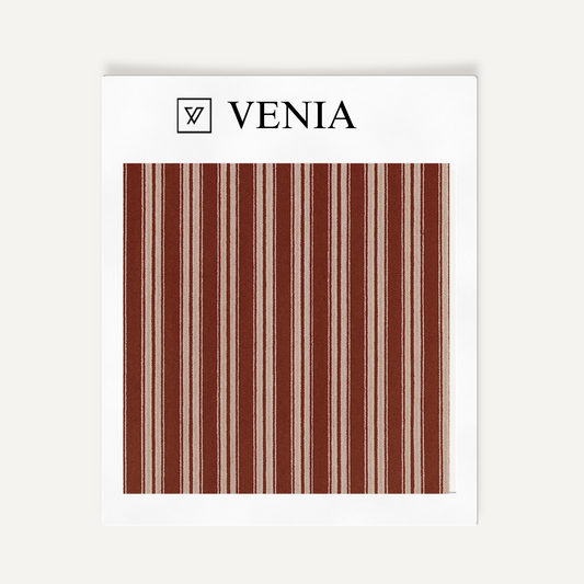 Red edge stripe upholstery fabric swatch by Venia Home