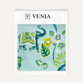 Gentle green elephant song upholstery fabric swatch by Venia Home