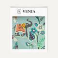 Turquoise tones elephant song upholstery fabric swatch by Venia Home