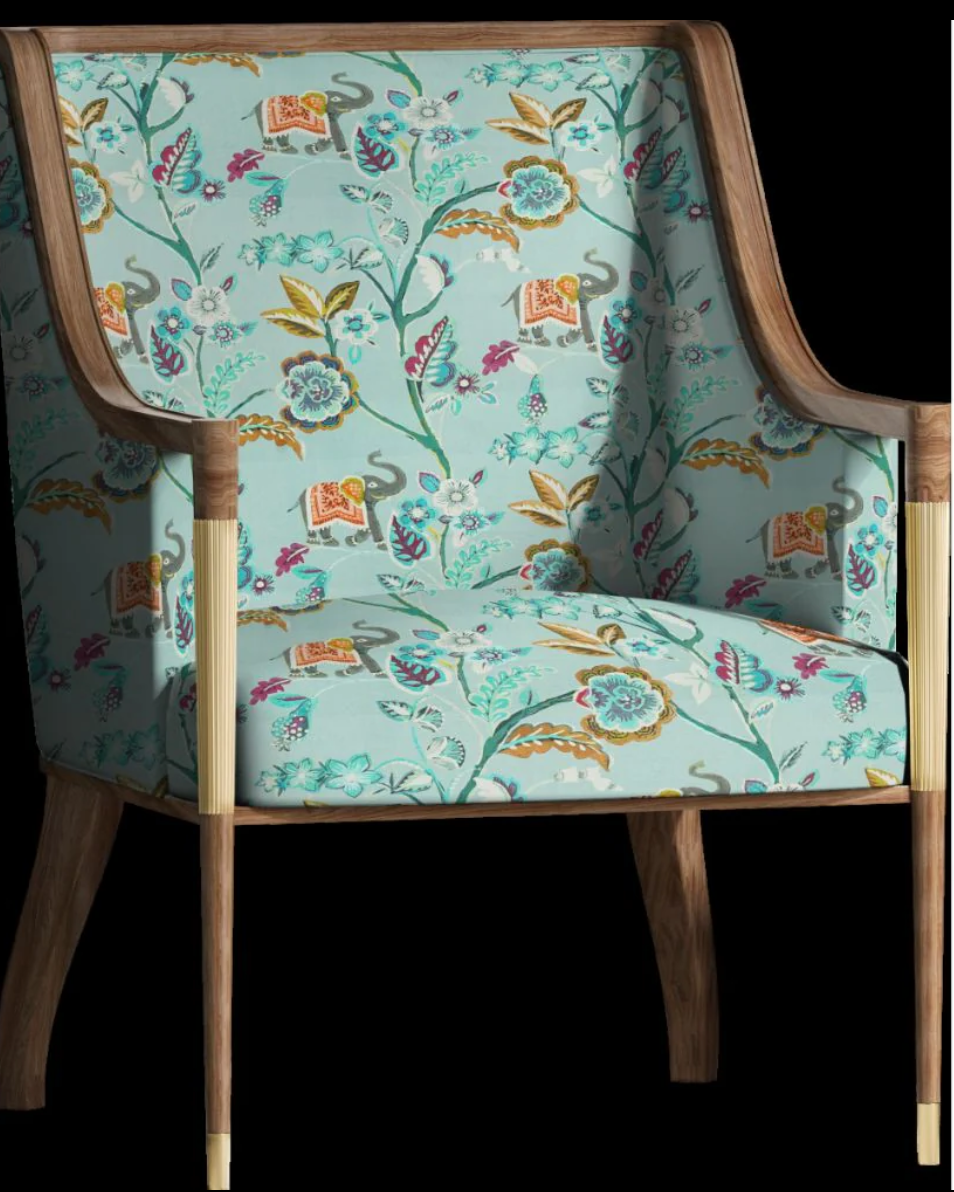 Texture of turquoise tones elephant song fabric