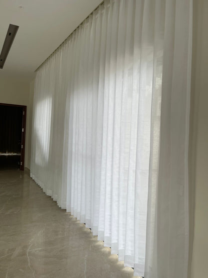 Ivory Elva linen sheer fabric styled detail