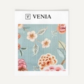 Aqua blue Elysian bloom upholstery fabric swatch by Venia Home