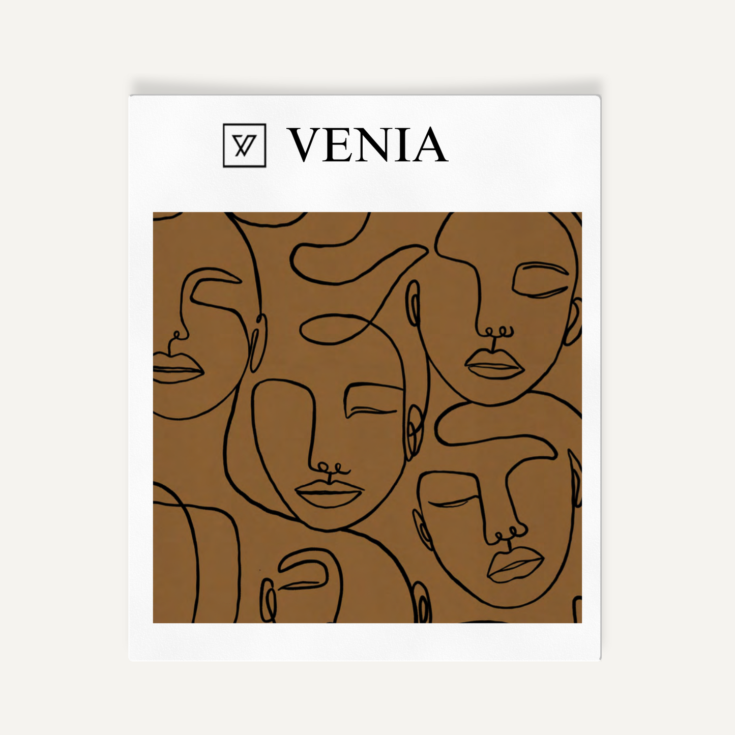Camel face sketch velvet upholstery fabric swatch by Venia Home