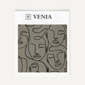 Greige face sketch velvet upholstery fabric swatch by Venia Home