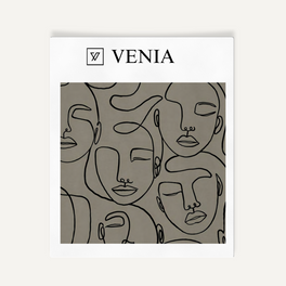 Face Sketch Velvet Fabric - Greige