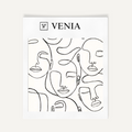 White face sketch velvet upholstery fabric swatch by Venia Home