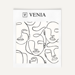 Face Sketch Velvet Fabric - White