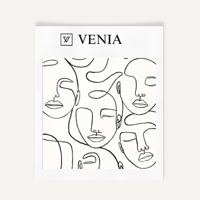 Face Sketch Velvet Fabric - White