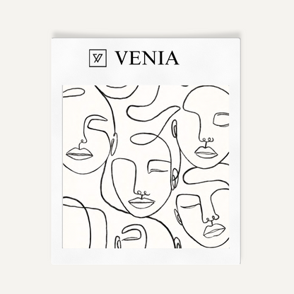White face sketch velvet upholstery fabric swatch by Venia Home