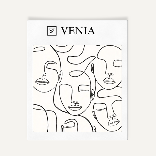 White face sketch velvet upholstery fabric swatch by Venia Home