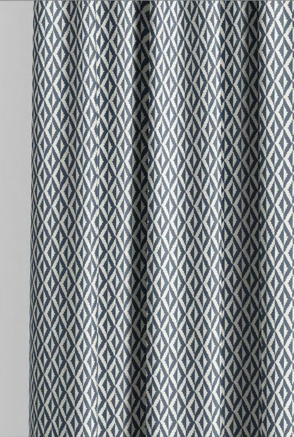 Close-up detail of blue facet diamond fabric