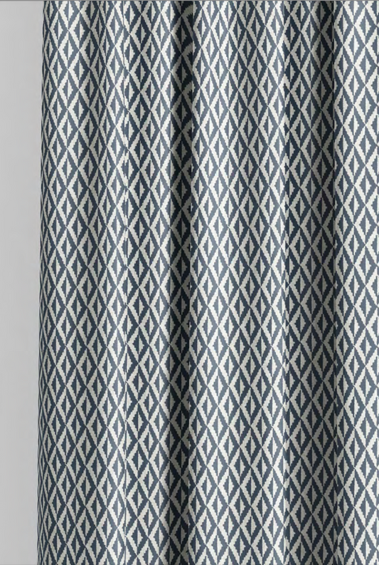 Close-up detail of blue facet diamond fabric