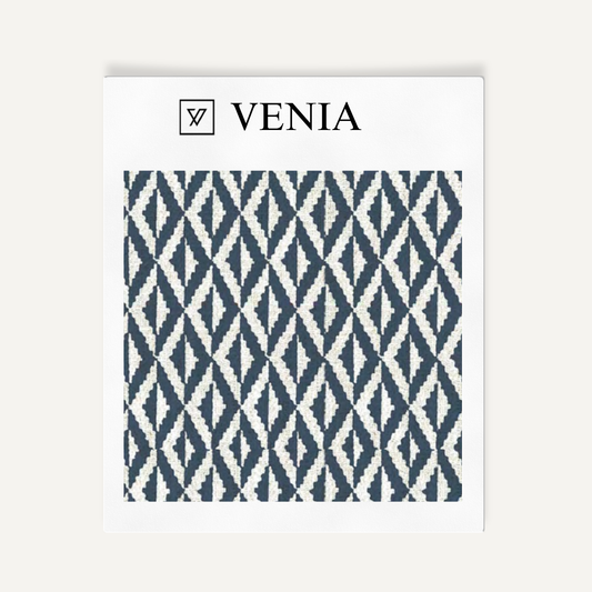 Blue facet diamond upholstery fabric swatch by Venia Home