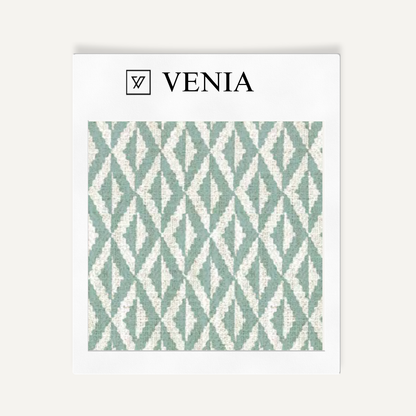 Jade green facet diamond upholstery fabric swatch by Venia Home