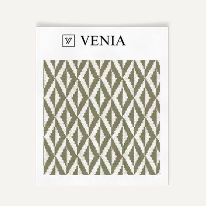 Olive facet diamond upholstery fabric swatch by Venia Home