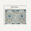Blue floral tale upholstery fabric swatch by Venia Home