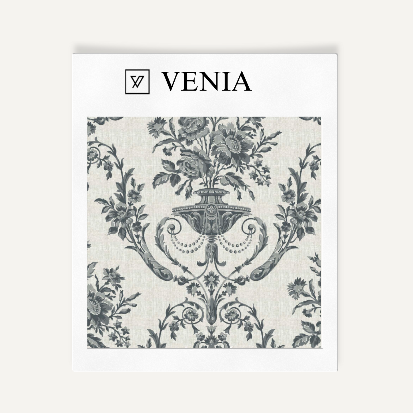 Charcoal Florentine urn upholstery fabric swatch by Venia Home