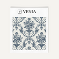Midnight blue Florentine urn upholstery fabric swatch by Venia Home
