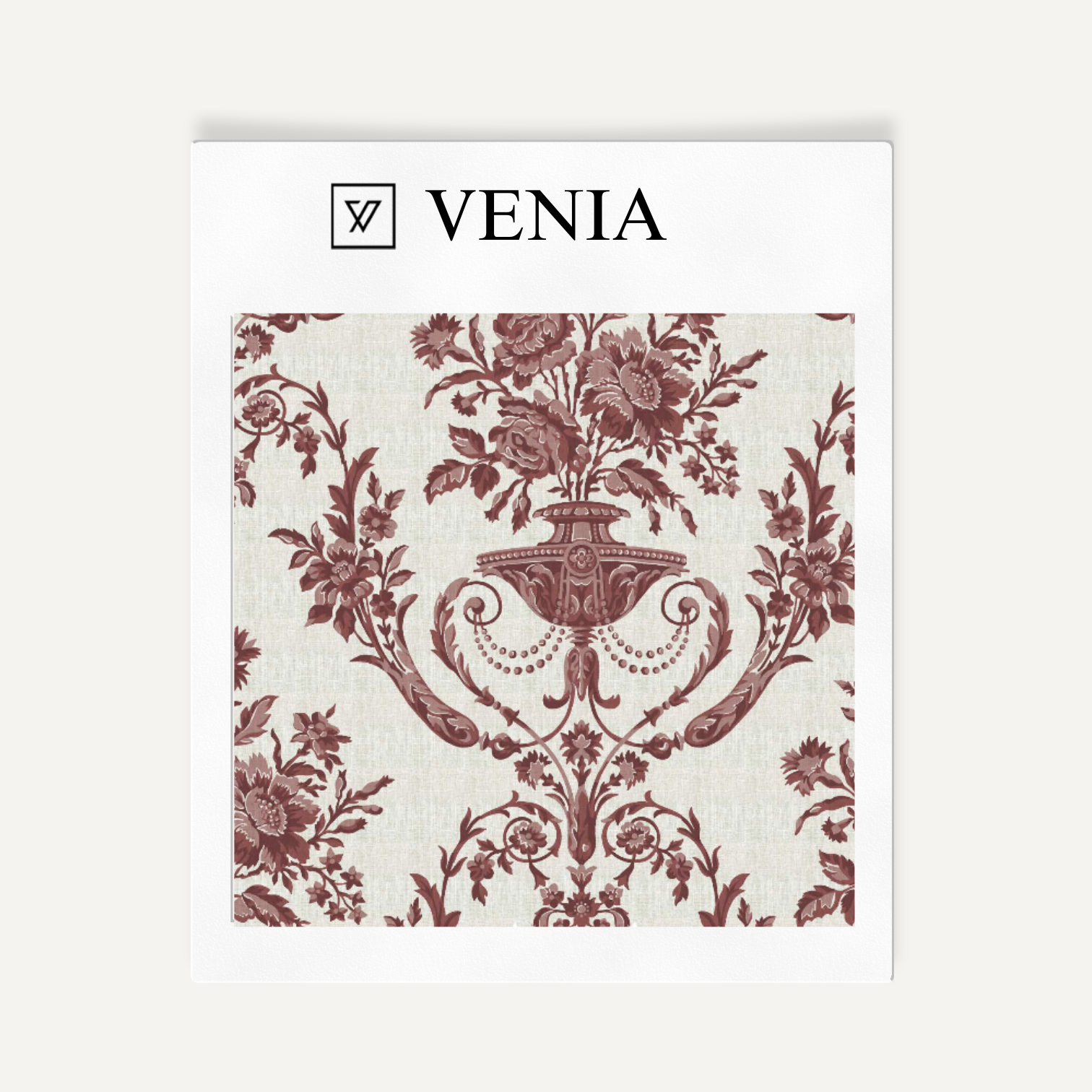 Redwood Florentine urn upholstery fabric swatch by Venia Home