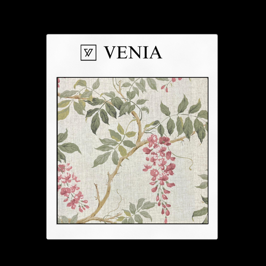 Pink flower field upholstery fabric swatch by Venia Home