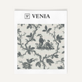 Charcoal folklore toile upholstery fabric swatch by Venia Home