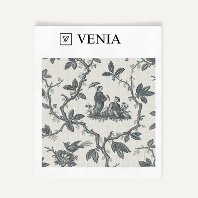Folklore Toile Fabric - Charcoal