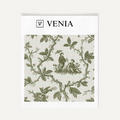Green folklore toile upholstery fabric swatch by Venia Home