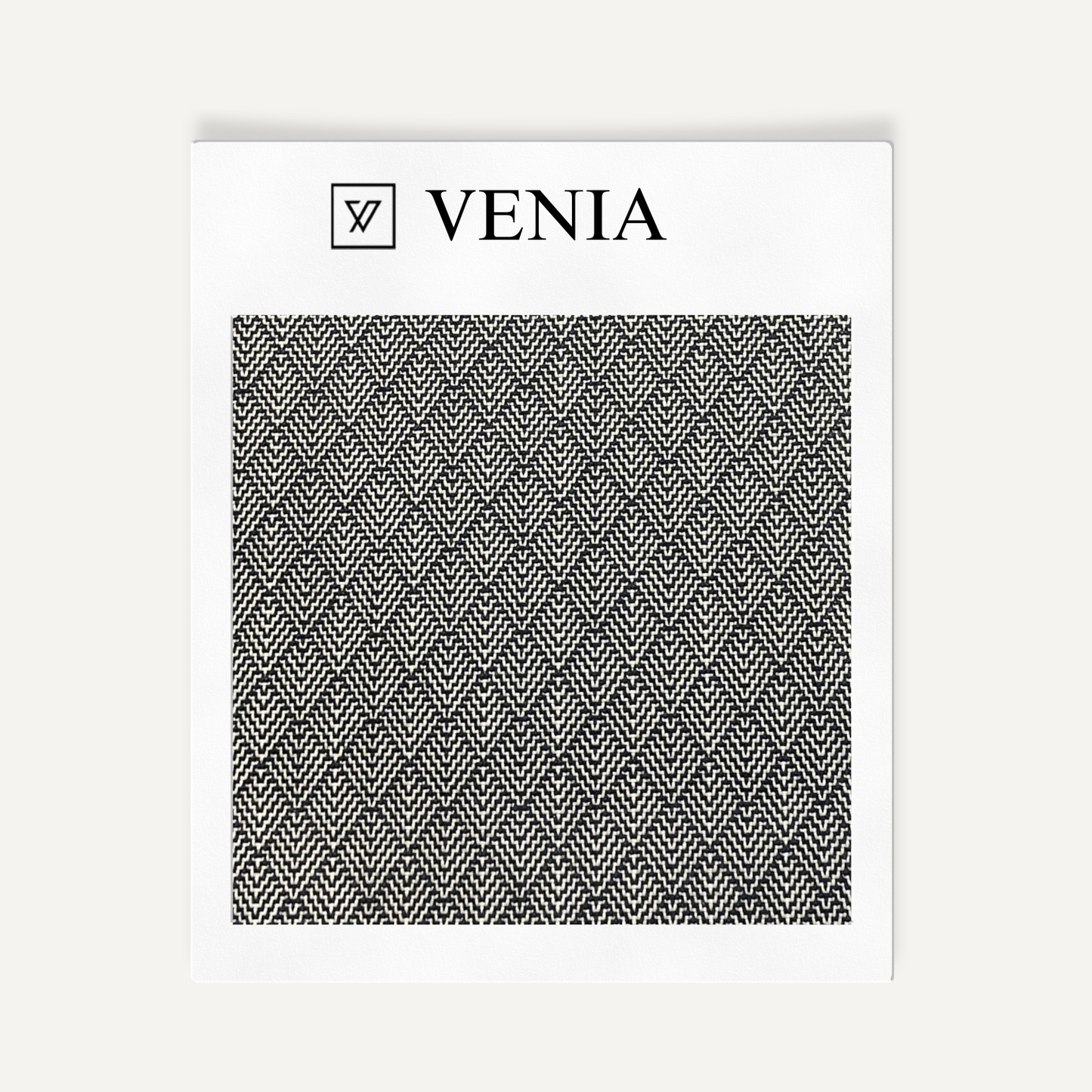 Geometric mesh black and white upholstery fabric swatch by Venia Home
