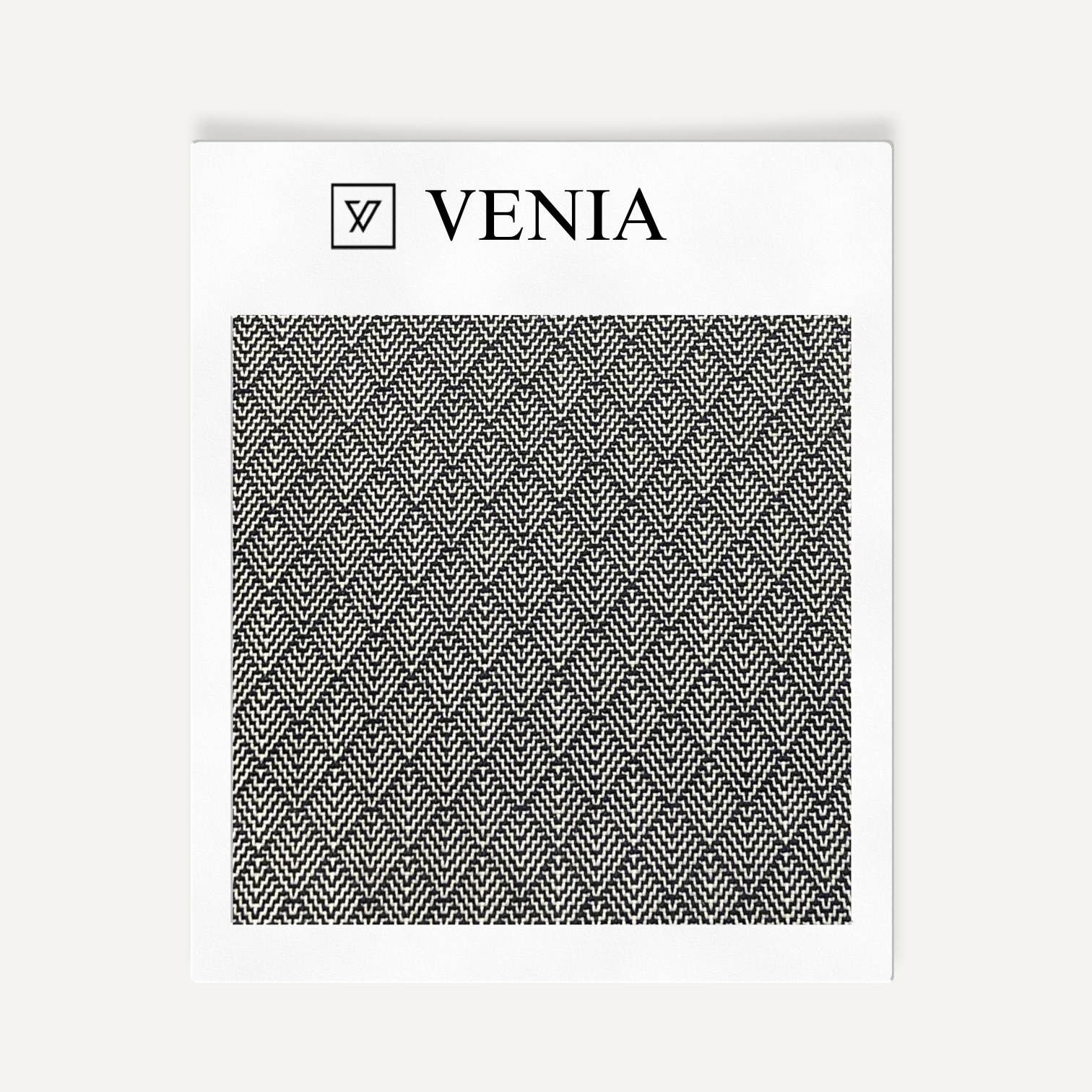 Geometric mesh black and white upholstery fabric swatch by Venia Home