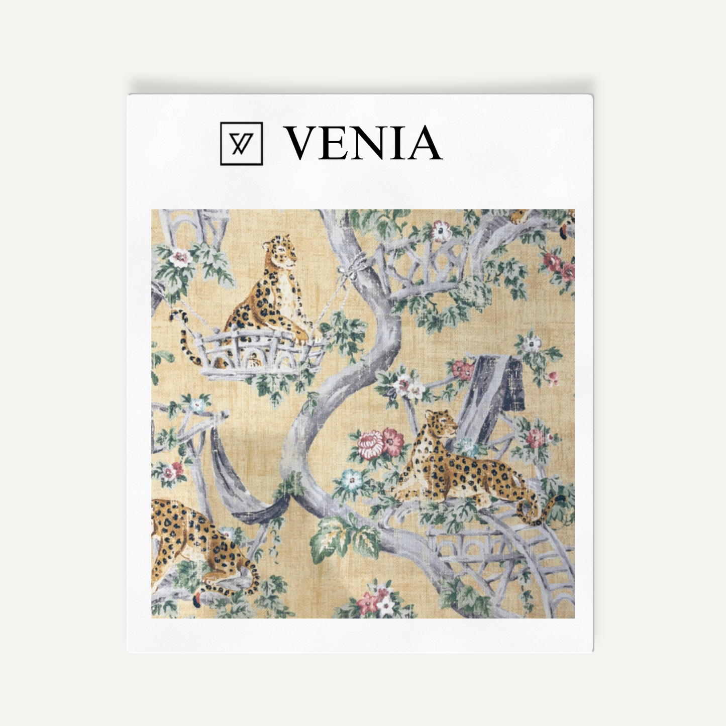 Golden prowl upholstery fabric swatch by Venia Home
