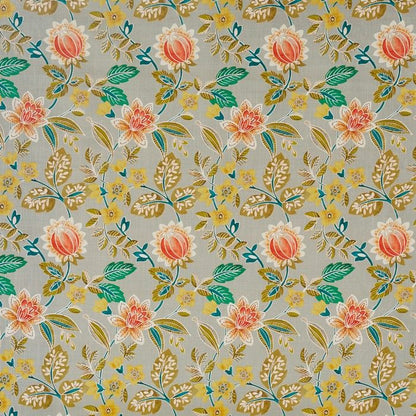 Close-up detail of grey grand gardenia fabric