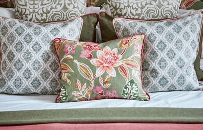 Olive green grand gardenia fabric detail