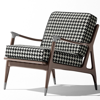Close-up detail of ivory and black grand houndstooth fabric